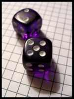 Dice : Dice - 6D - Pair Purple Clear with White Pips Pillow Shape